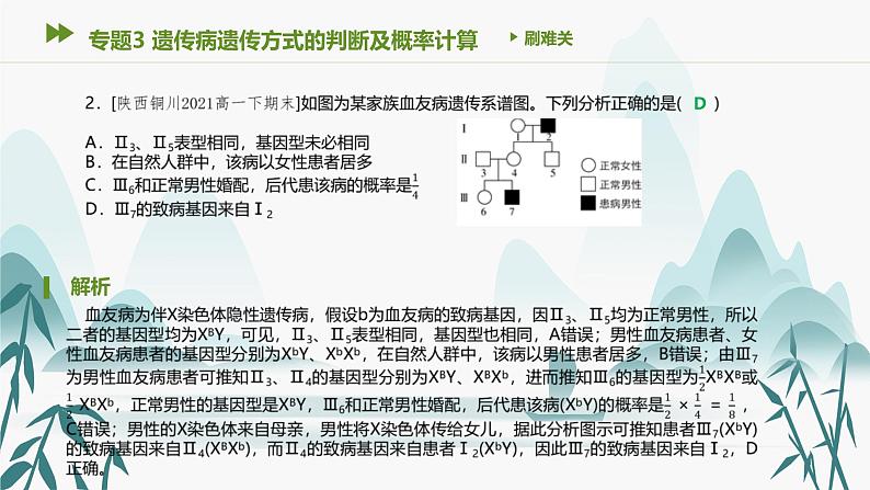 第2章 基因和染色体的关系 专题3 遗传病遗传方式的判断及概率计算课件PPT03