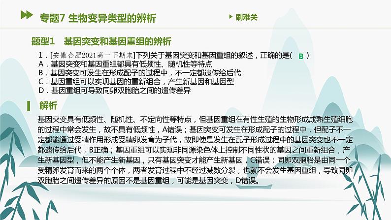 第5章 基因突变及其他变异 专题7 生物变异类型的辨析课件PPT第2页