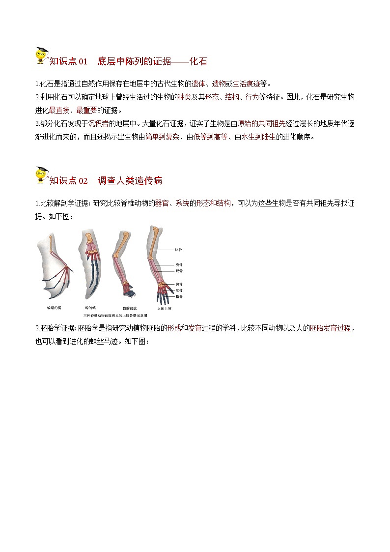 6.1 生物有共同祖先的证据（学生版）-高一生物同步精品讲义（人教2019必修2）第3页