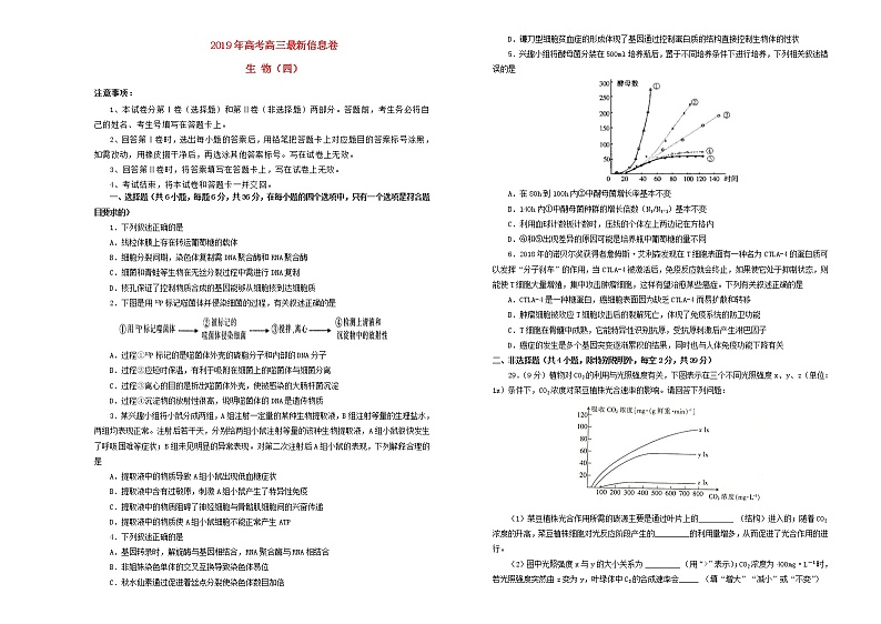 高中生物高考2019年高三生物最新信息卷四01