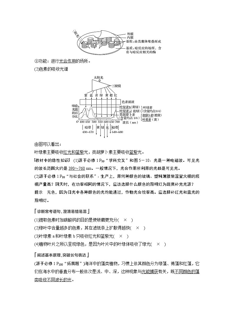 高中生物高考2022年高考生物一轮复习 第3单元 第9讲　光与光合作用第2页