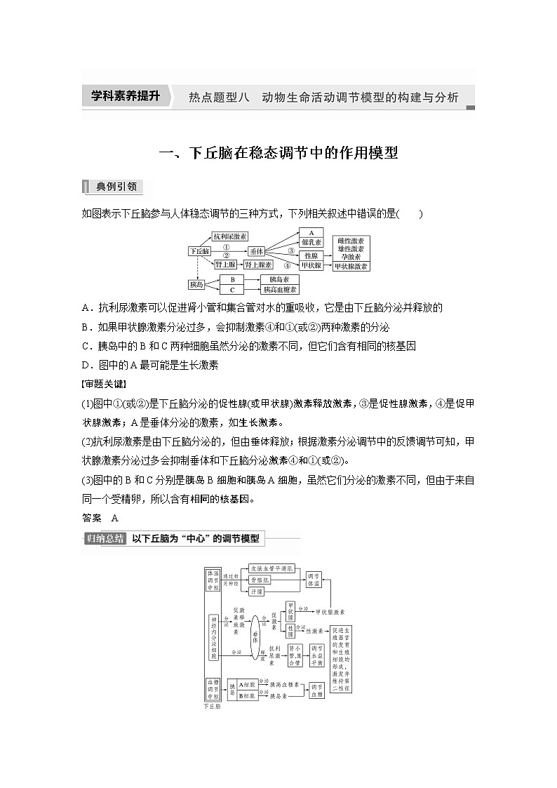 高中生物高考2022年高考生物一轮复习 第8单元 第25讲  热点题型八   动物生命活动调节模型的构建与分析第1页