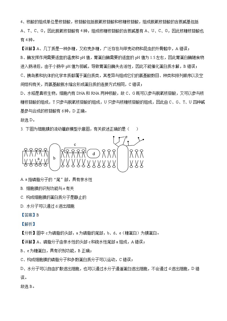 2022南京六校联合体高二下学期期末联考试题生物含解析02