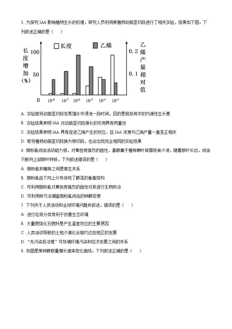 2022连云港高二下学期期末考试生物含解析02