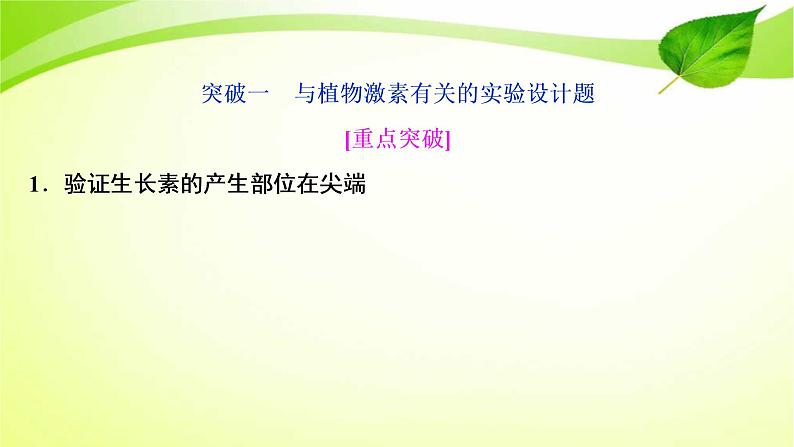 高中生物高考2022年二轮复习：加强提升课(九)　植物激素调节相关实验探究课件PPT02