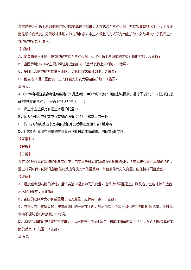 高中生物高考第二单元 物质运输、酶与ATP（作业03