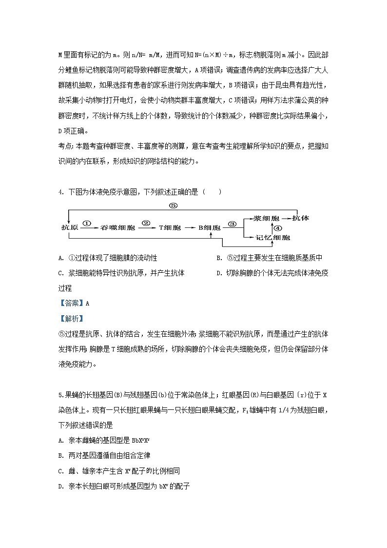 高中生物高考甘肃省天水市第一中学2019届高三生物下学期第三次模拟考试试卷（含解析）03