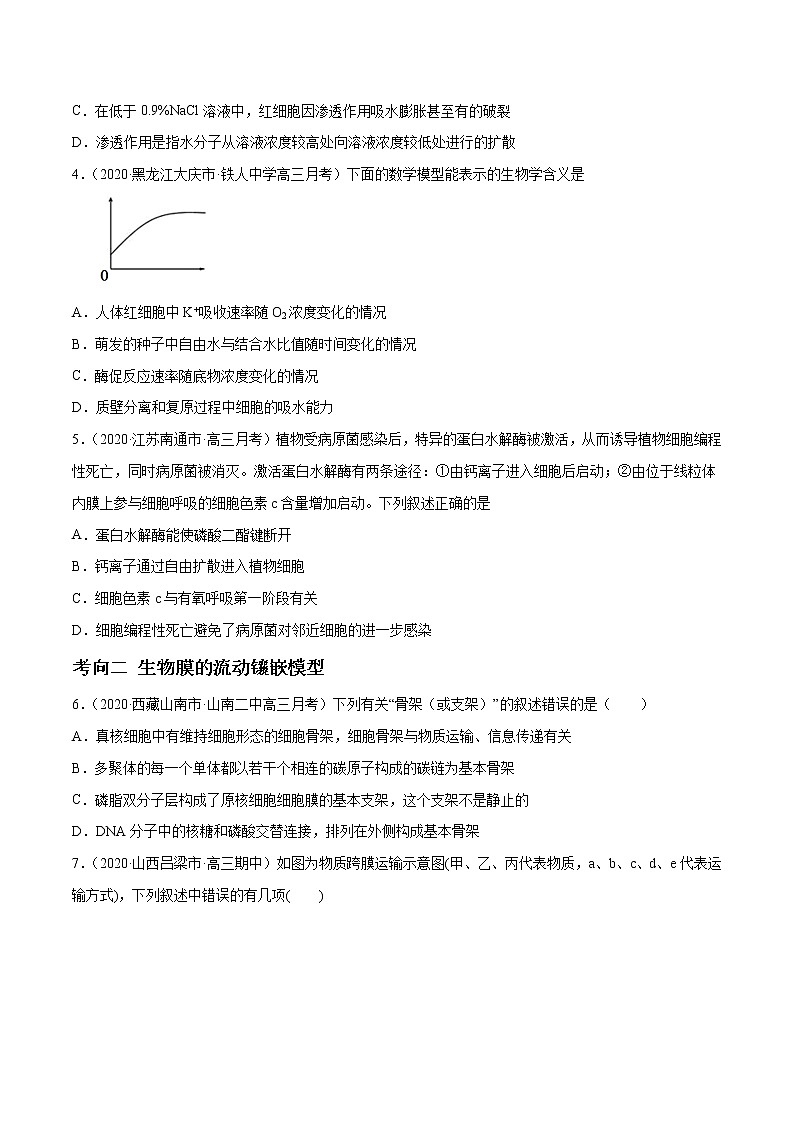 高中生物高考解密03 物质跨膜运输的实例及物质运输的方式（分层训练）（原卷版）02