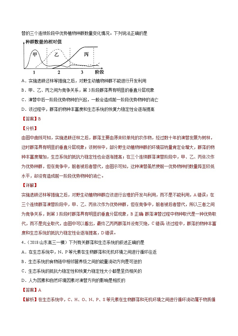 高中生物高考解密22 生态系统的稳定性、生物多样性及环境保护（分层训练）（解析版）第2页