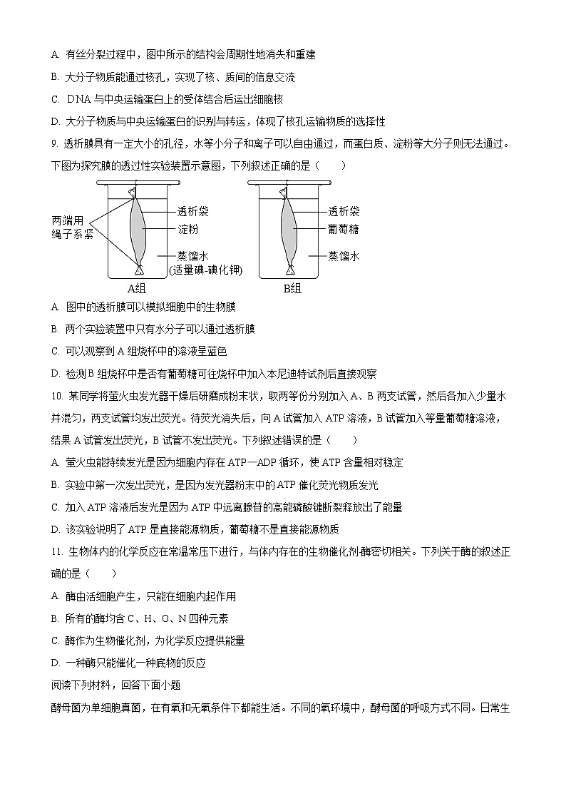 浙江省衢州市2022-2023学年高一上学期期末教学质量检测生物试题无答案第3页