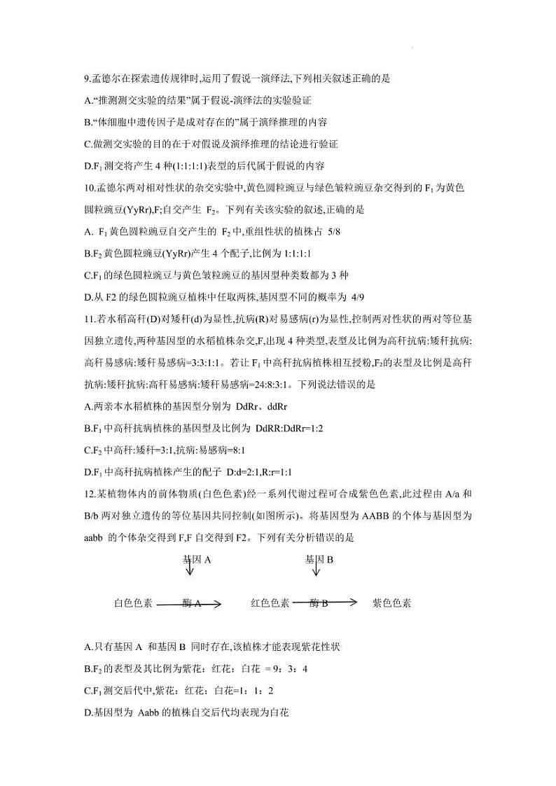 2022-2023学年河南省高一下学期阶段性测试（三）生物试题PDF版第3页