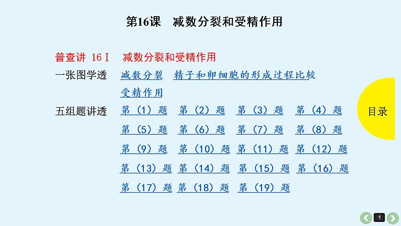 高中生物高考高考生物（全国版）一轮复习课件：第16课-减数分裂和受精作用第1页