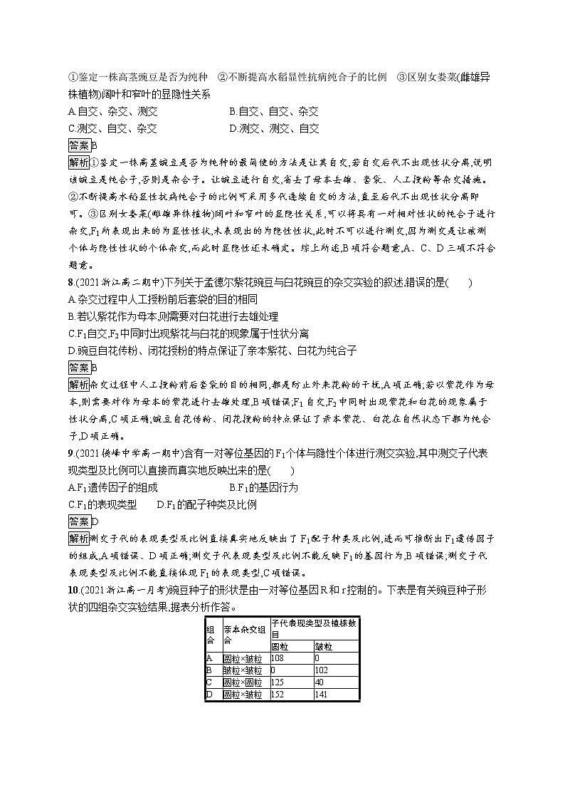 第1节　第1课时　豌豆杂交实验过程及解释第3页
