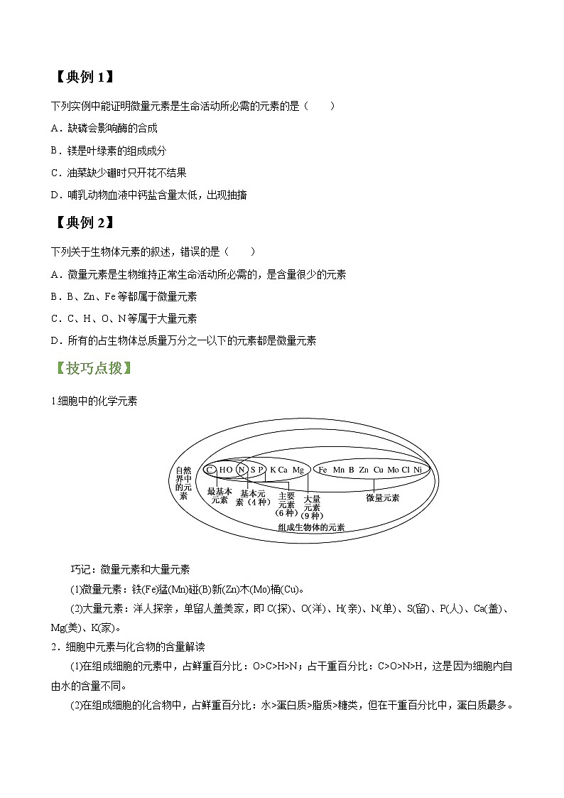 专题02 细胞中的元素及无机化合物（学生版）第2页