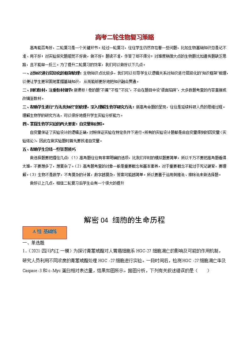 04 细胞的生命历程（分层训练)（教师版）第1页