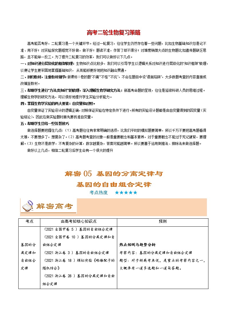 05 遗传的基本规律（讲义)第1页