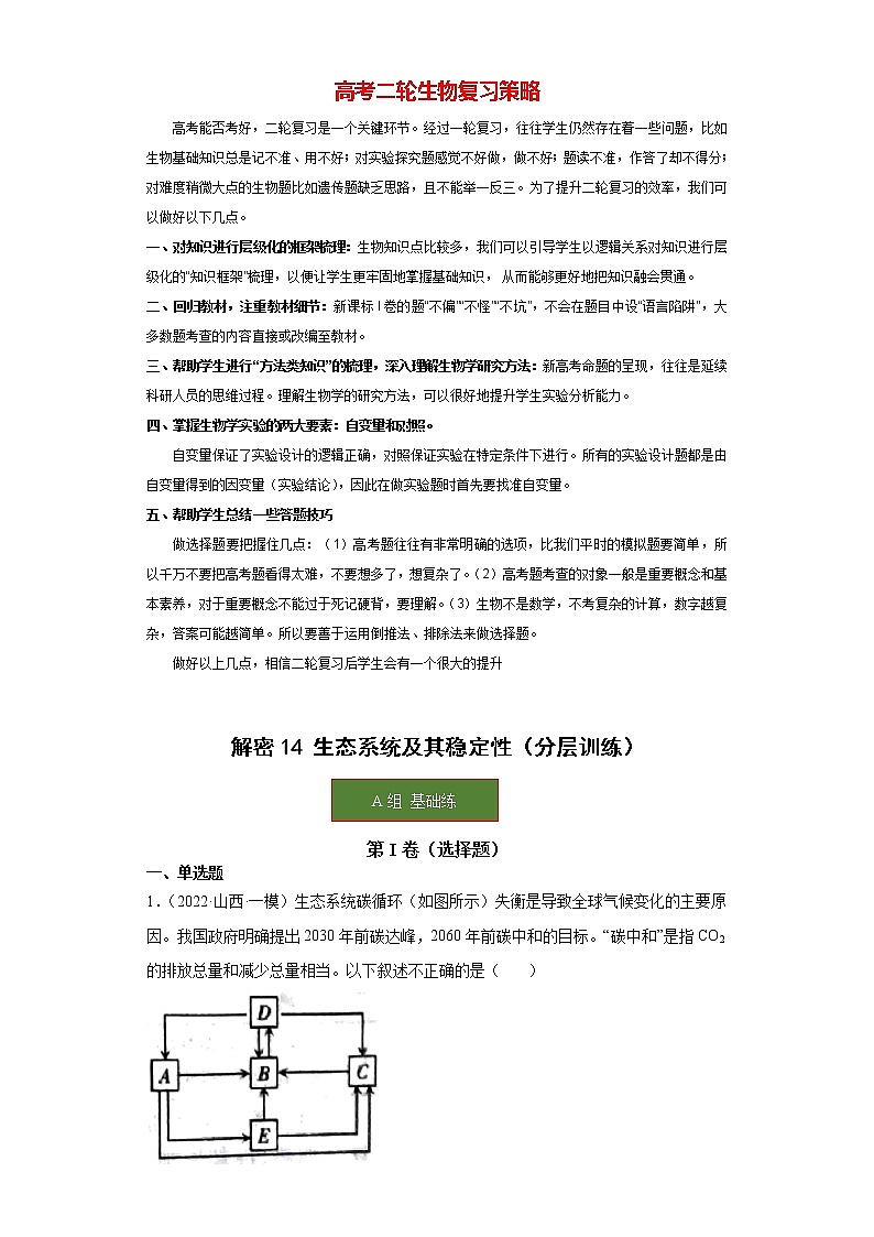 高考生物二轮复习【讲通练透】 专题14  +生态系统及其稳定性01