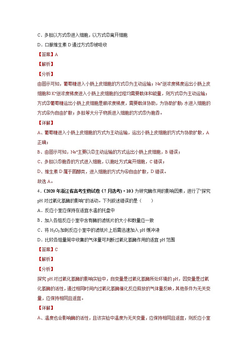 高中生物高考考点精讲3 细胞的结构和功能及物质运输（作业）第3页