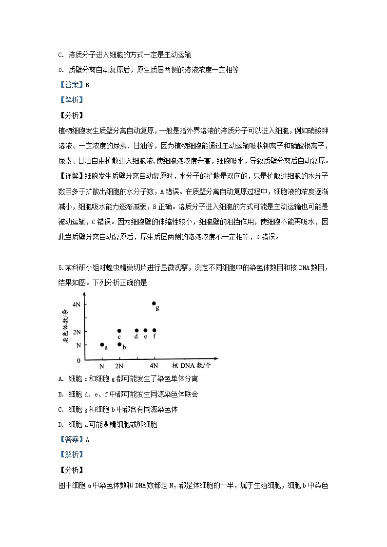 高中生物高考云南省昆明市2019届高三生物下学期4月复习教学质量检测试卷（含解析）03