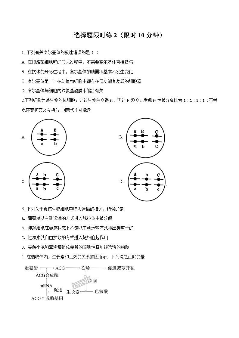 高中生物高考争分夺秒选择题训练2（原卷版）第1页
