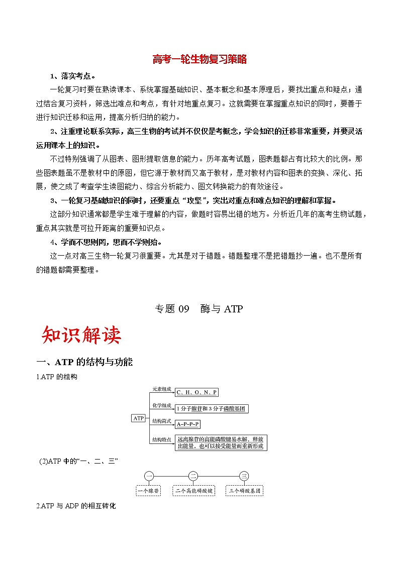 专题09 酶与ATP（教师版）第1页