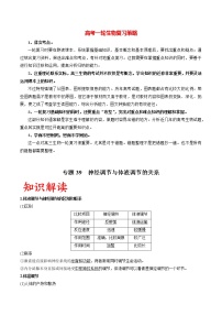 高考生物一轮复习重难点专项 专题39 神经调节与体液调节的关系