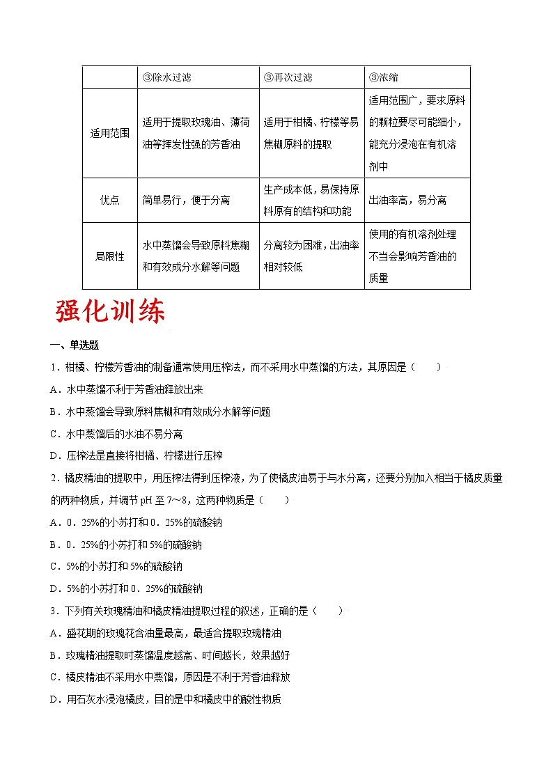 专题60 植物芳香油的提取（学生版）第3页