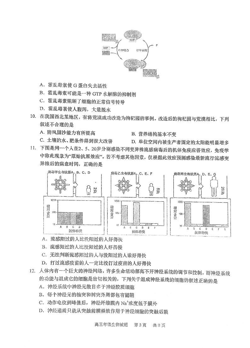 2023湖北省华中师范大学第一附中高三第二次学业质量评价检测生物试题PDF版无答案第3页