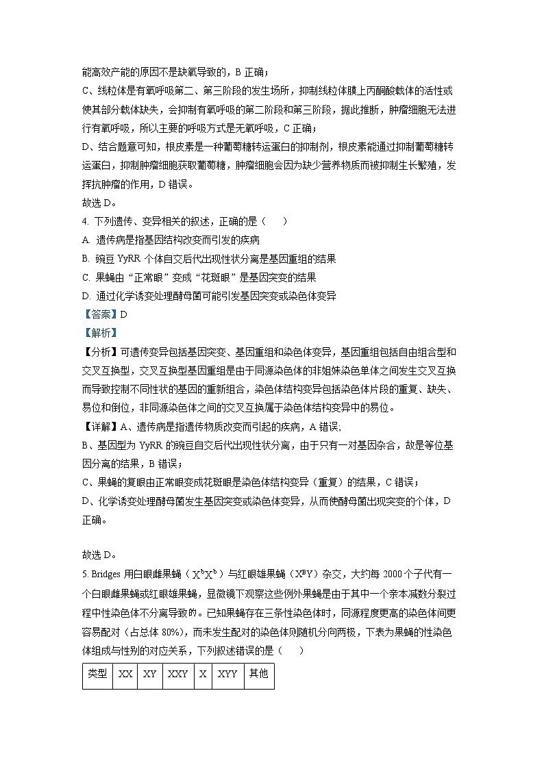 湖南省郴州市2022-2023学年高三下学期三模生物试题 Word版含解析03