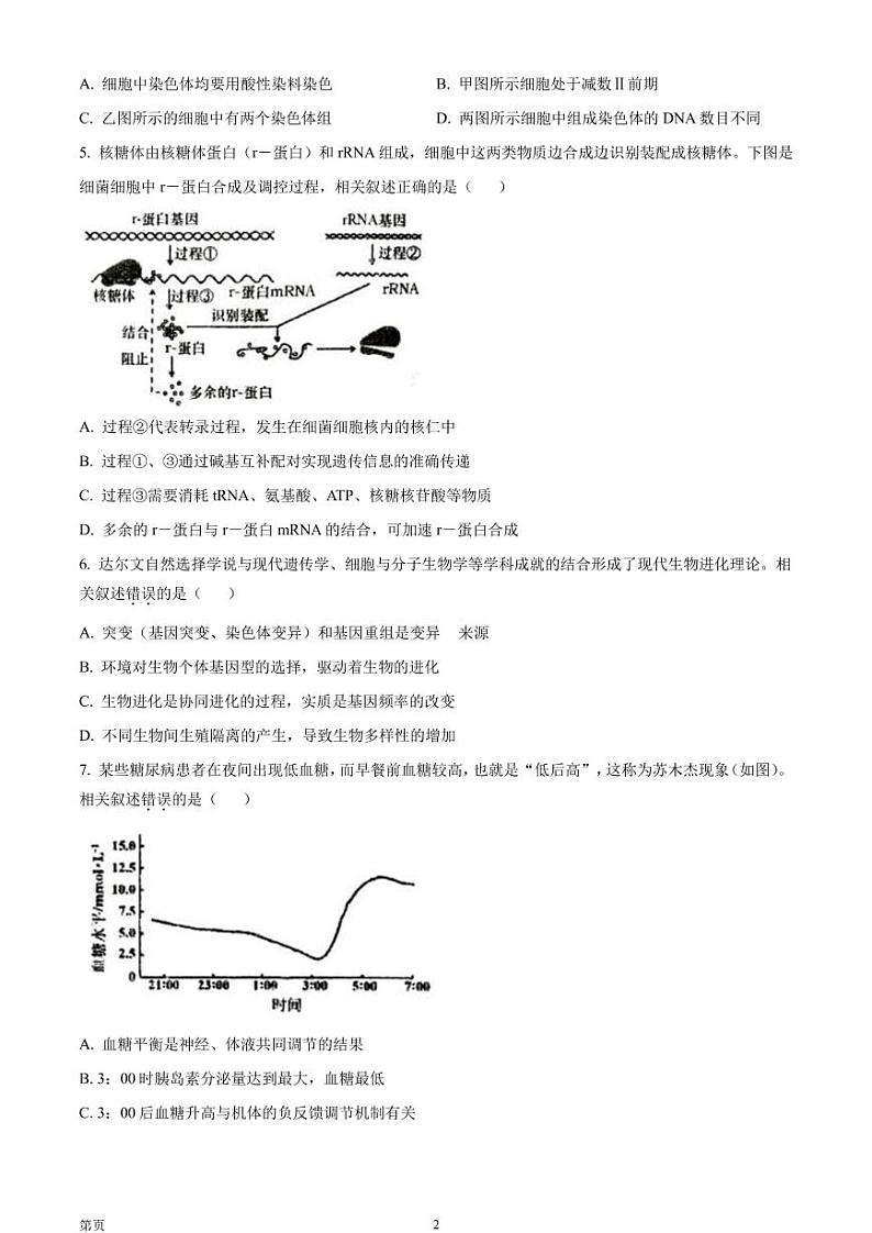 2022-2023学年江苏省高三上学期大联考（月考）试题生物PDF版含答案第2页