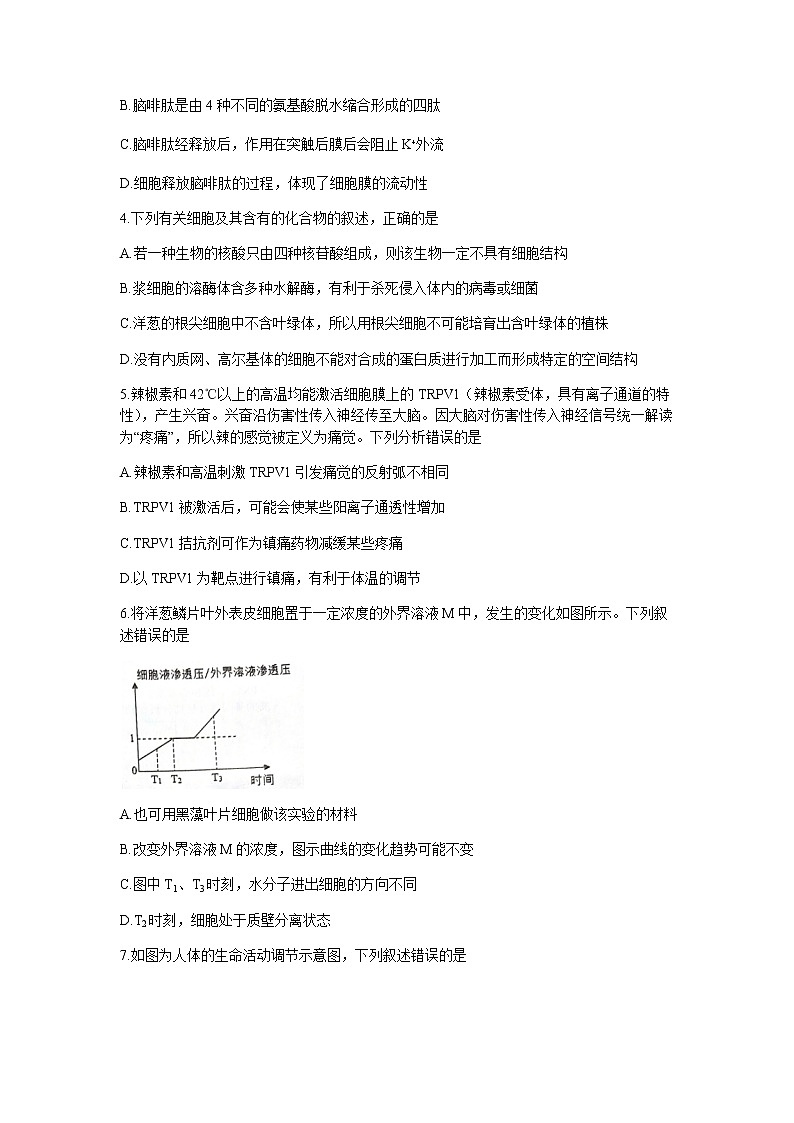 2022-2023学年浙江省温州中学十校联盟高三下学期第三次联考（月考）试题生物Word版含答案第2页