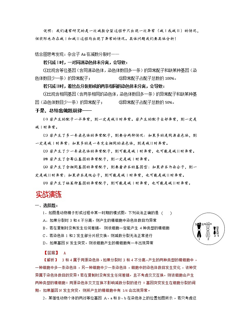 高中生物高考专题04 减数分裂过程异常的情况分析-备战2021年高考生物核心考点透析（解析版）第3页