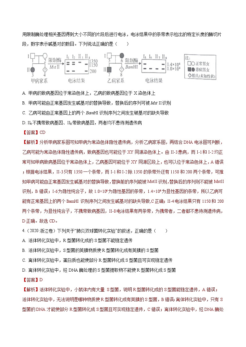 高中生物高考专题05 遗传的基本规律与遗传病-十年（2011-2020）高考真题生物分项详解（解析版）第2页