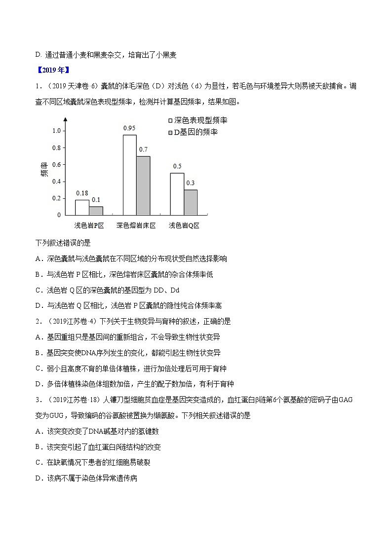 高中生物高考专题06 生物的变异与进化-十年（2011-2020）高考真题生物分项详解（原卷版）第2页