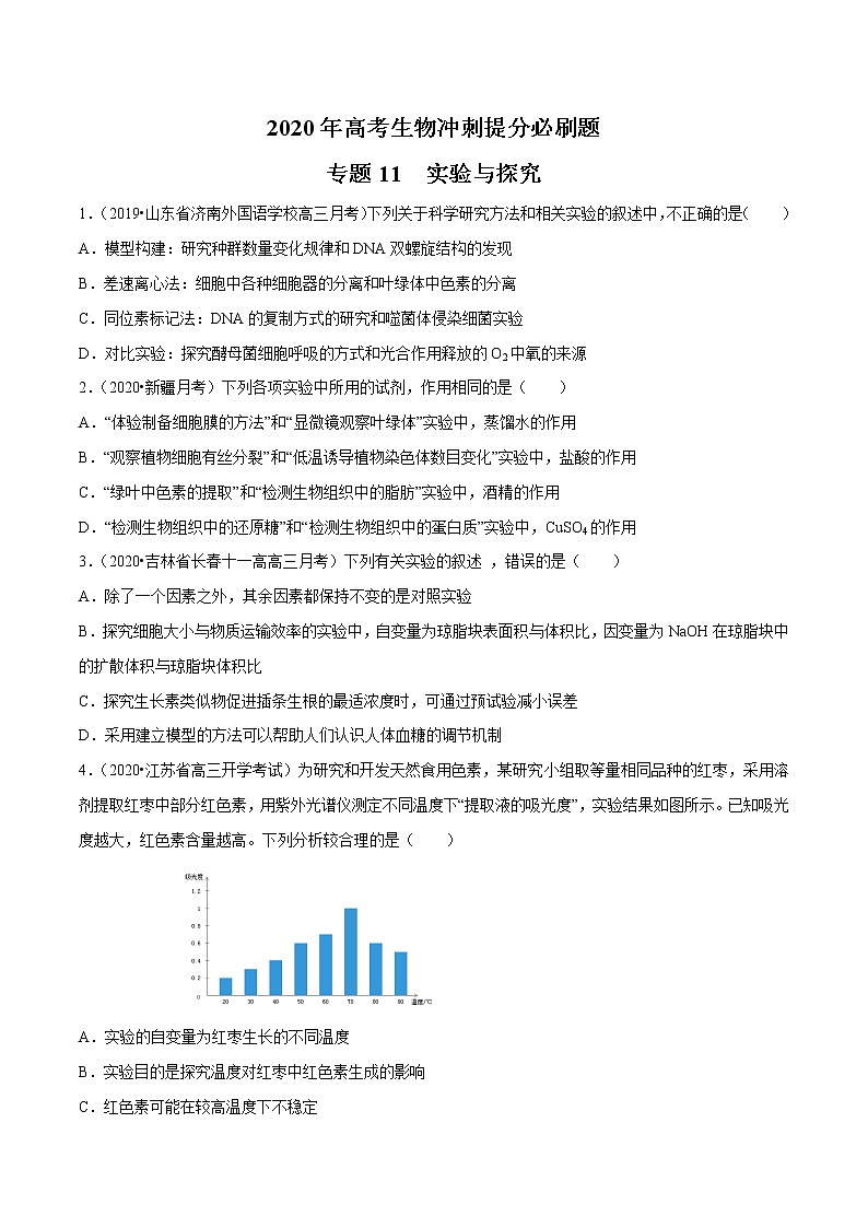 高中生物高考专题11 实验与探究（原卷版）第1页