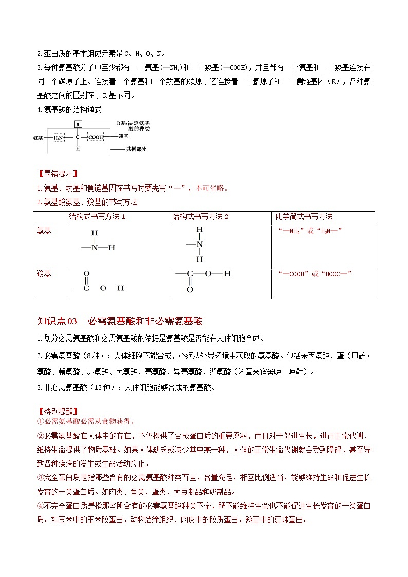 2.4 蛋白质是生命活动的主要承担者（第一课时）（教师版）-高一生物同步精品讲义（人教2019必修1）第2页