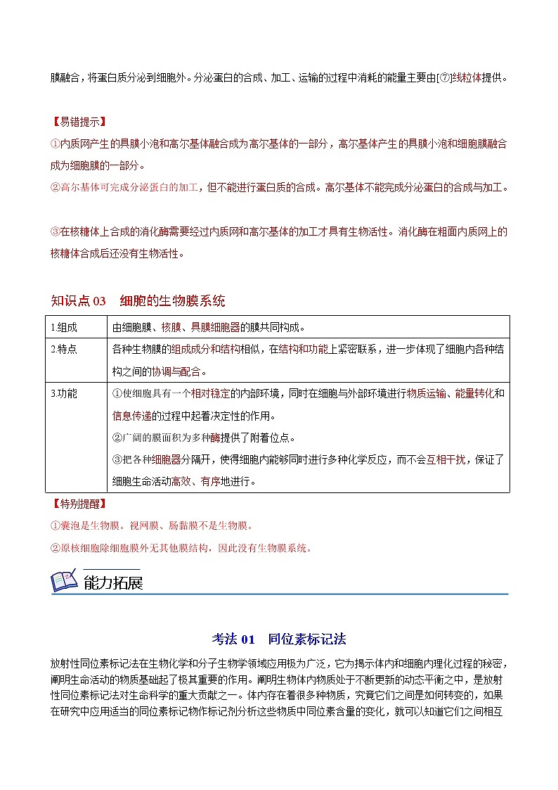 3.2 细胞器之间的分工合作（第2课时）（学生版）-高一生物同步精品讲义（人教2019必修1）第2页