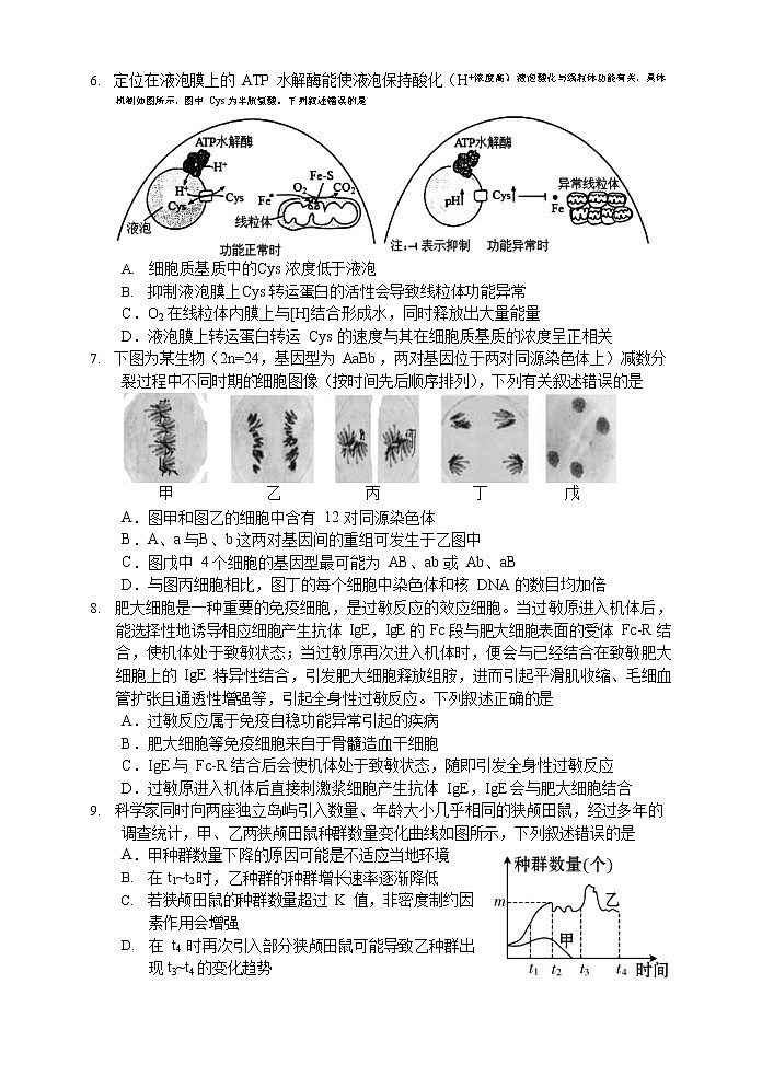 湖南省常德市2022-2023学年高三生物下学期模拟考试试题（Word版附答案）02