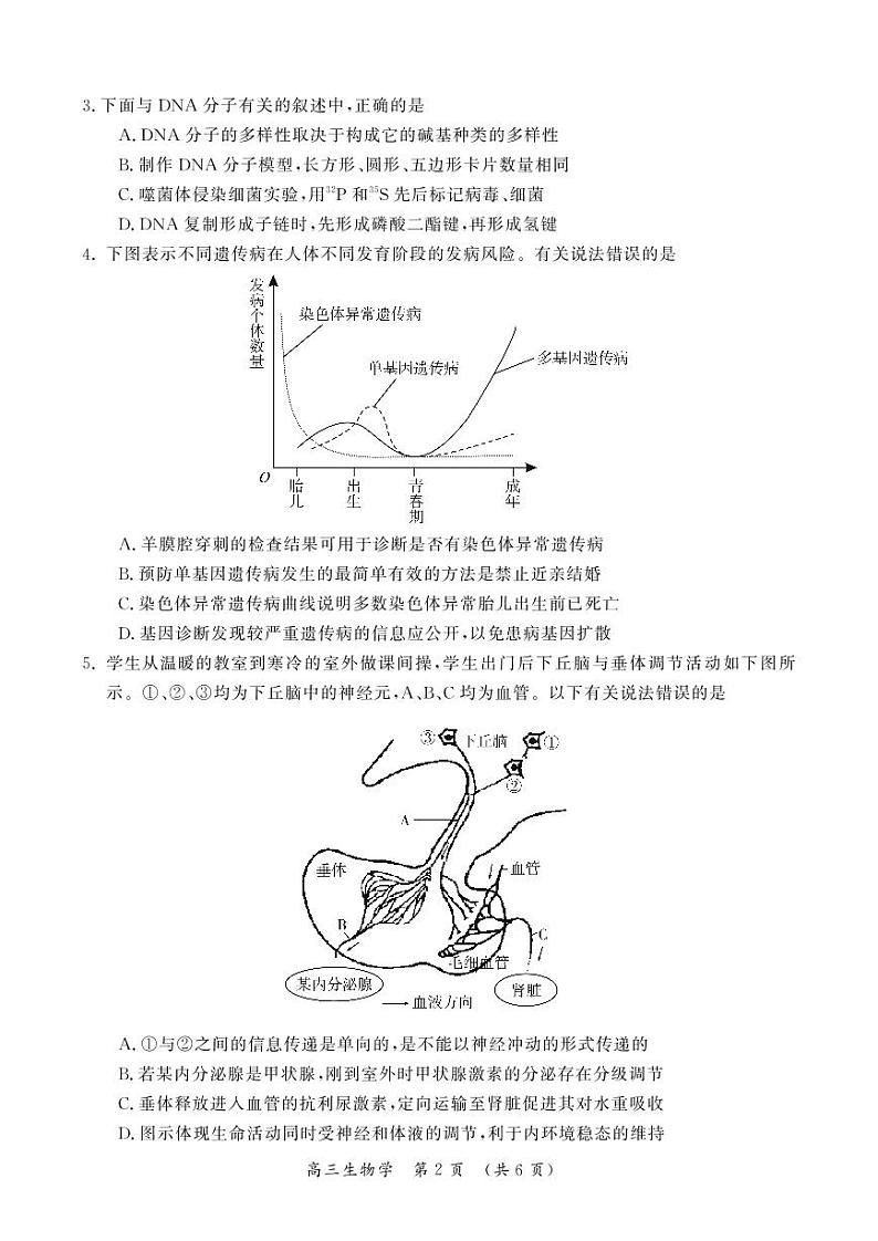 2023届河南开封高三一模生物试卷及答案12月第2页