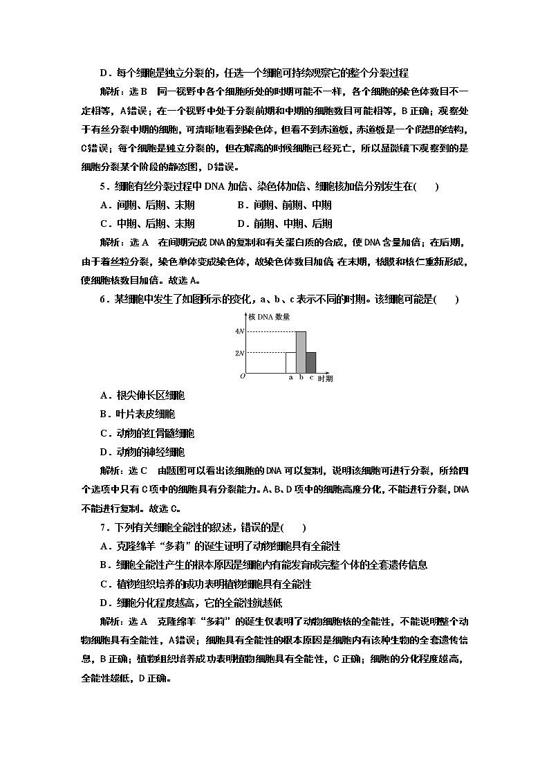 阶段验收评价（五）  细胞的生命历程 试卷02