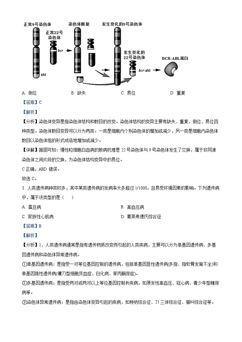 浙江省金丽衢十二校2021-2022学年高三下学期（5月）第二次联考生物试题含解析第2页