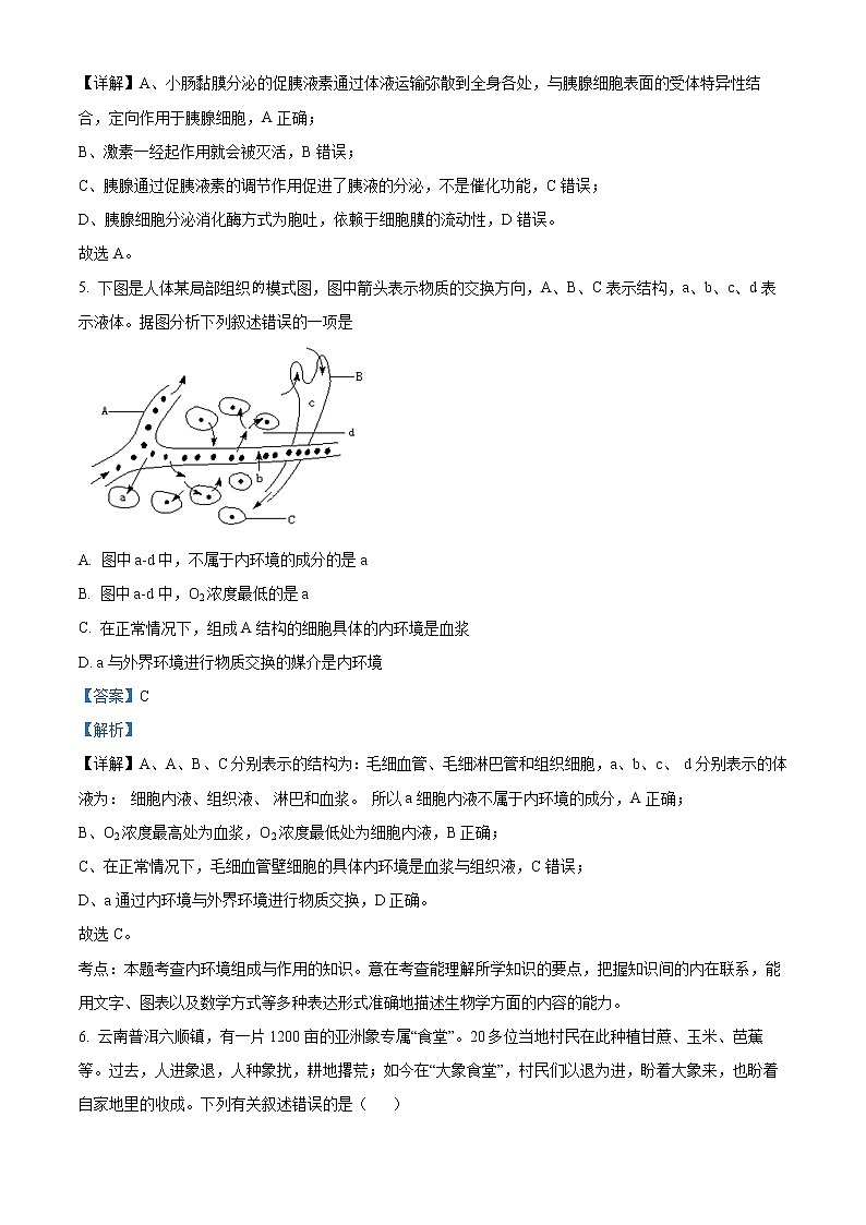 2023杭州高二下学期四校联考试题生物含解析03
