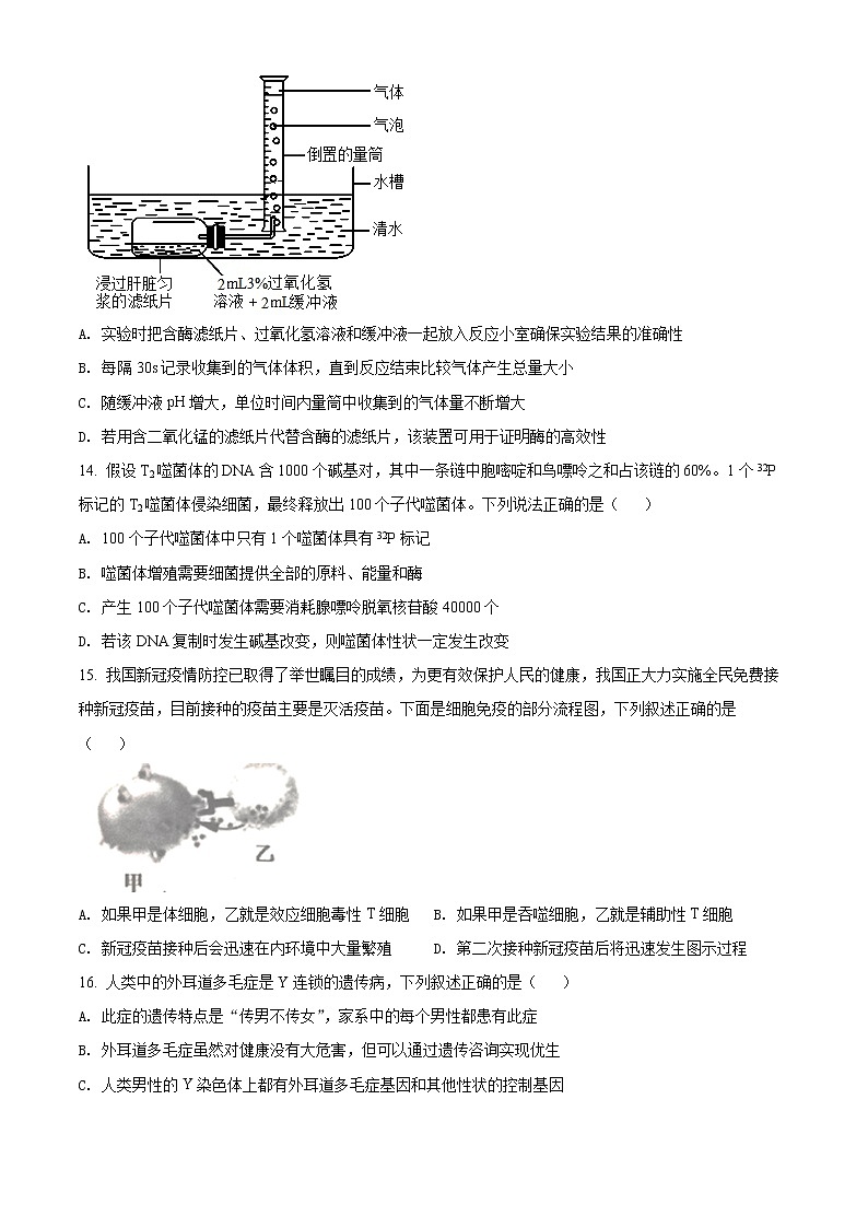 2022浙江省精诚联盟高二下学期3月联考试题生物含解析03