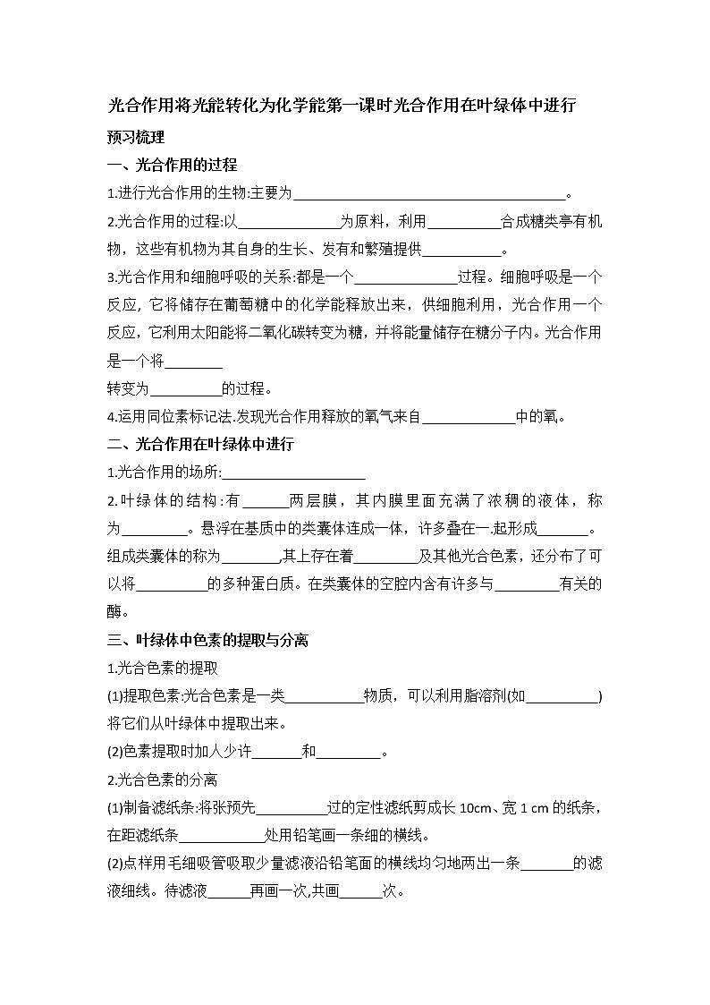 3.5光合作用将光能转化为化学能课件浙科版（2019）高中生物必修一 课件+学案01