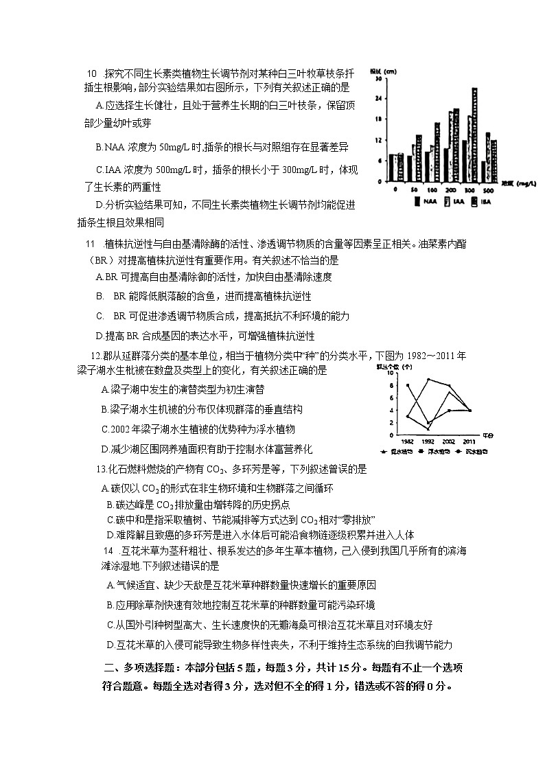 江苏省苏北四市2023届高三生物上学期第一次调研测试（一模）试卷（Word版附答案）第3页
