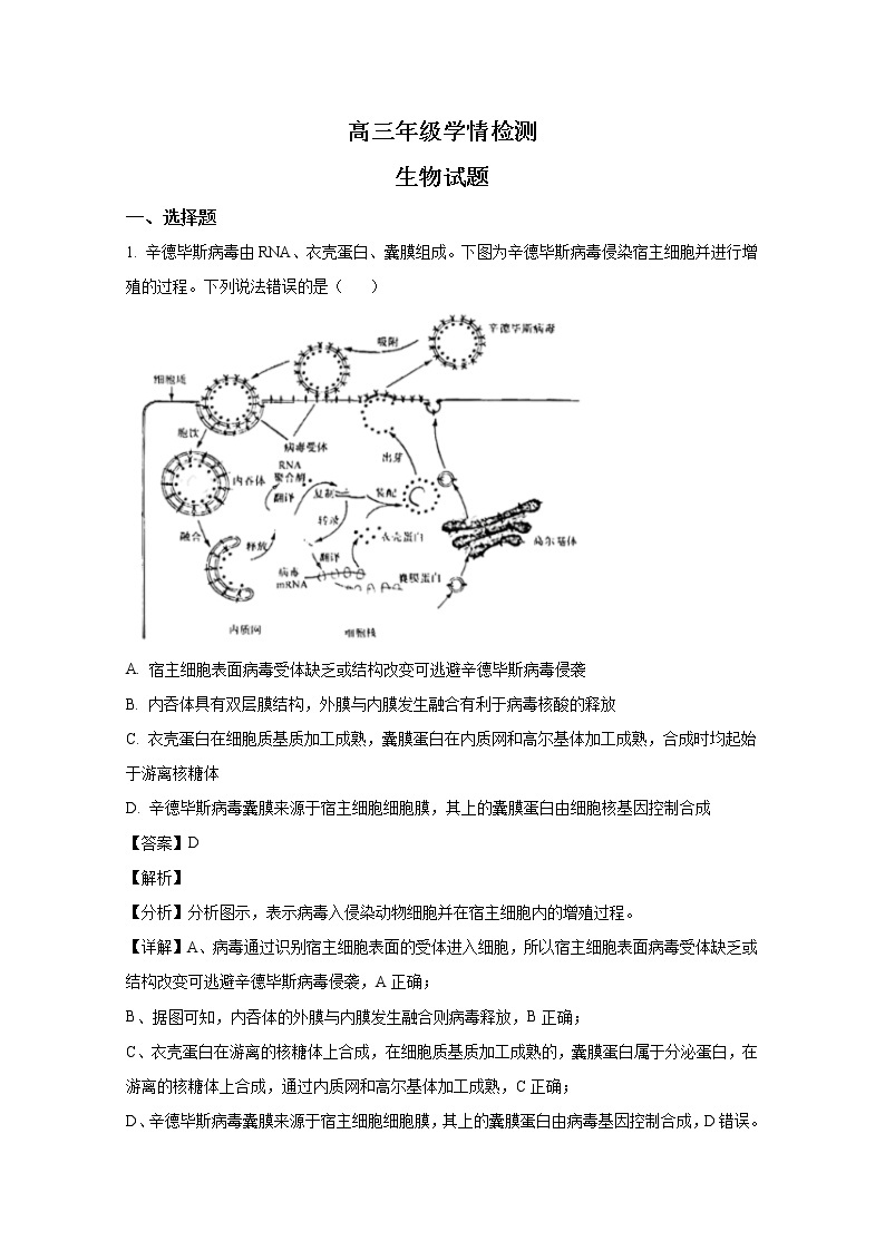 山东省济南市2023届高三生物下学期学情检测（一模）试题（Word版附解析）01