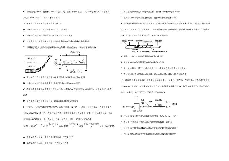 2023届天津市市区重点中学高三下学期联考（月考）模拟试卷（一）生物PDF版含答案02