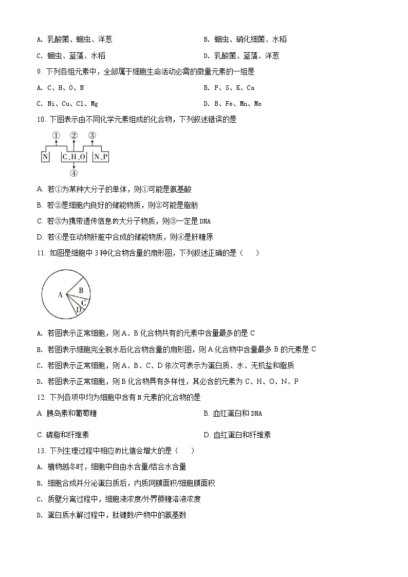 高中生物第一册 精品解析辽宁省朝阳市建平县实验中学2020-2021学年期末生物试题（无答案）03