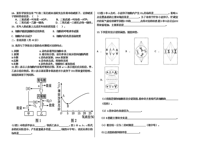 高中生物第一册 黑龙江省哈尔滨市第三十二中学2020-2021学年期末考试生物试题（有答案）02