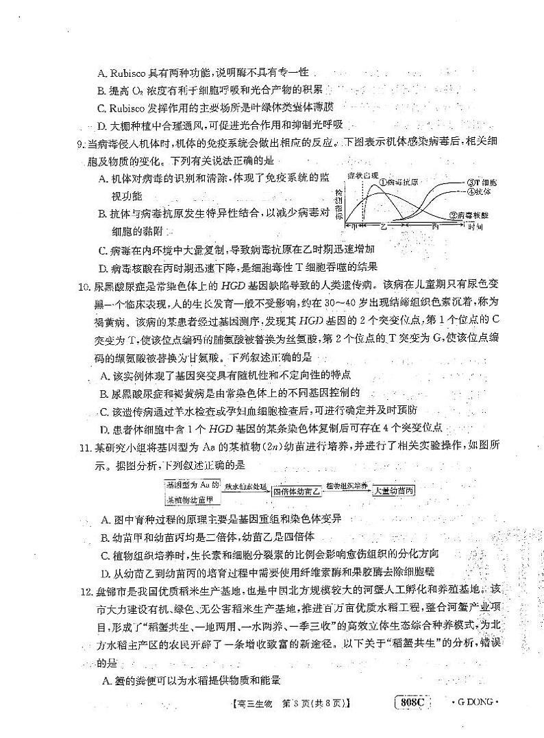 2023广东省“百万联考”高三3月诊断性模拟考试生物PDF版含解析03
